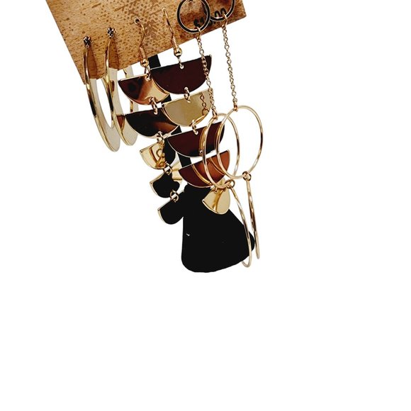 3 Pair True Craft Earrings - NWT - Hoops, Half Circle & Double Circles Gold Tone - Picture 5 of 9